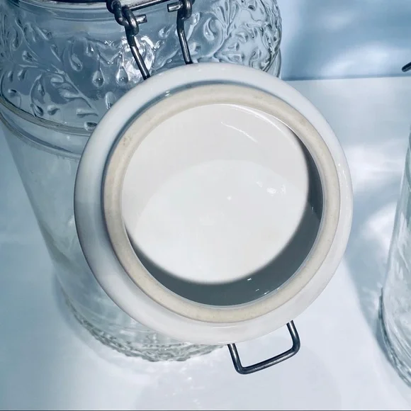 Vintage Clip Top Jar Hinged Ceramic Top Set Of 2 - Picture 8 of 16